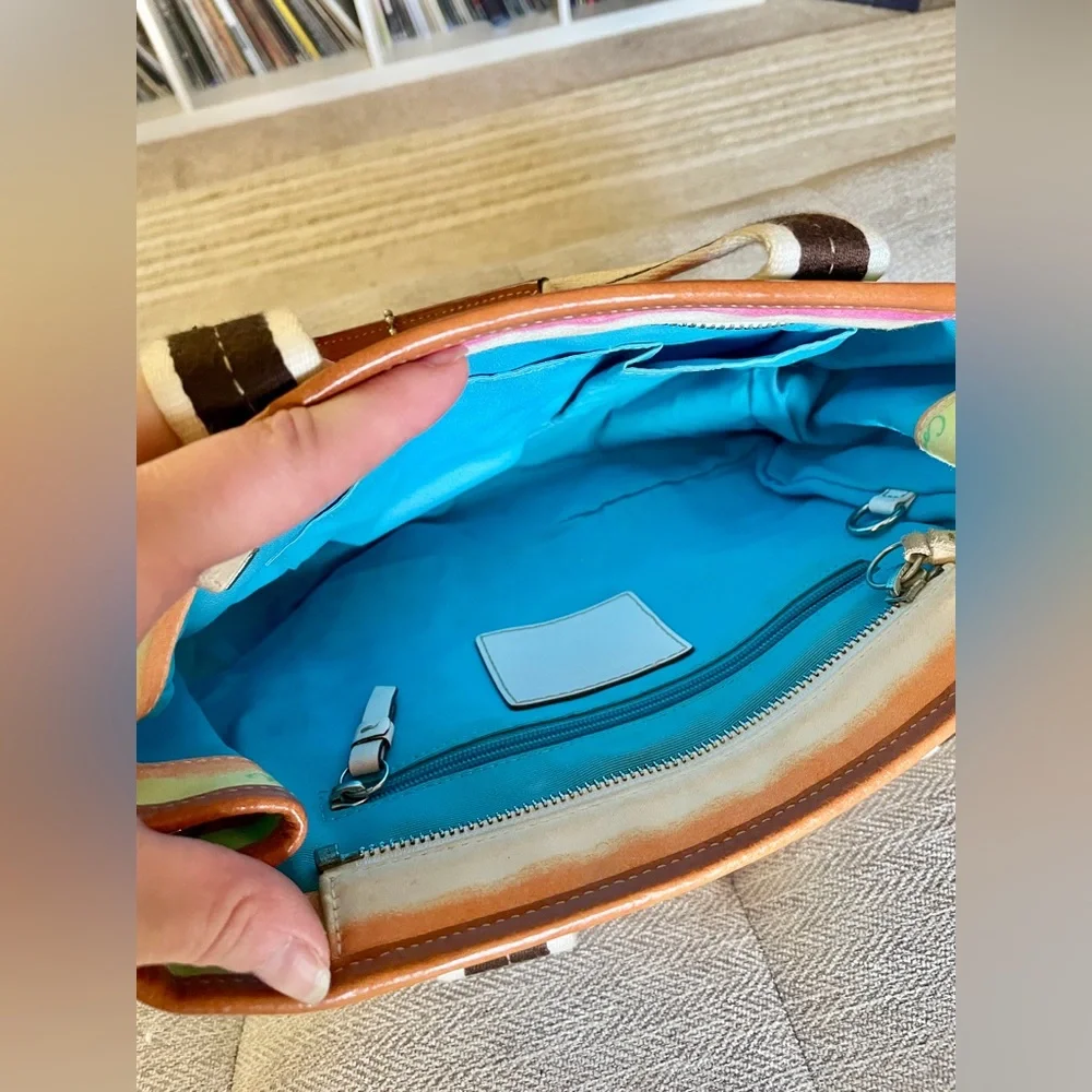Coach Hampton Watercolor Striped Canvas Shoulder Bag - Picture 4 of 5